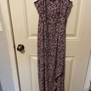 Fashion bug brand Floral Maxi Dress in purple and Black floral design